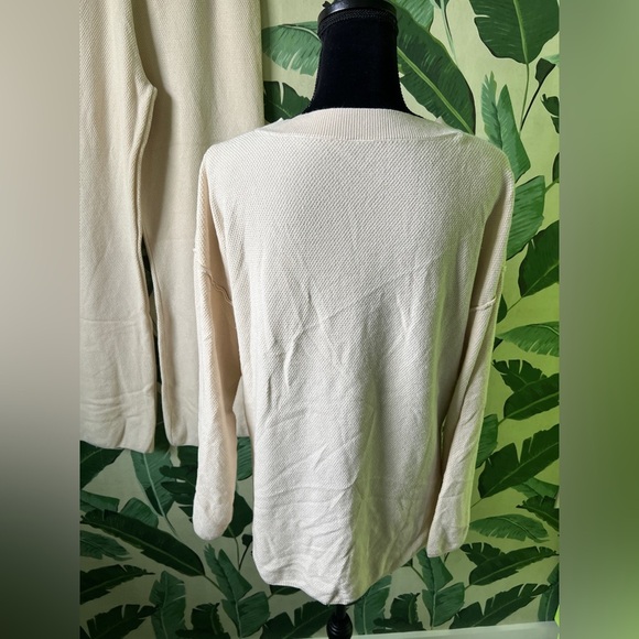Boutique Cream Knit Loungewear Set Long Sleeve Top and Pants Size L - Picture 7 of 11